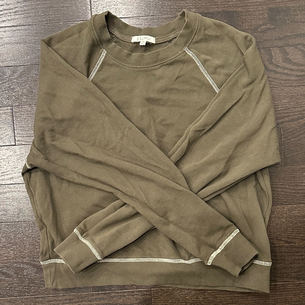 Z Supply Olive Green Crewneck Sweatshirt